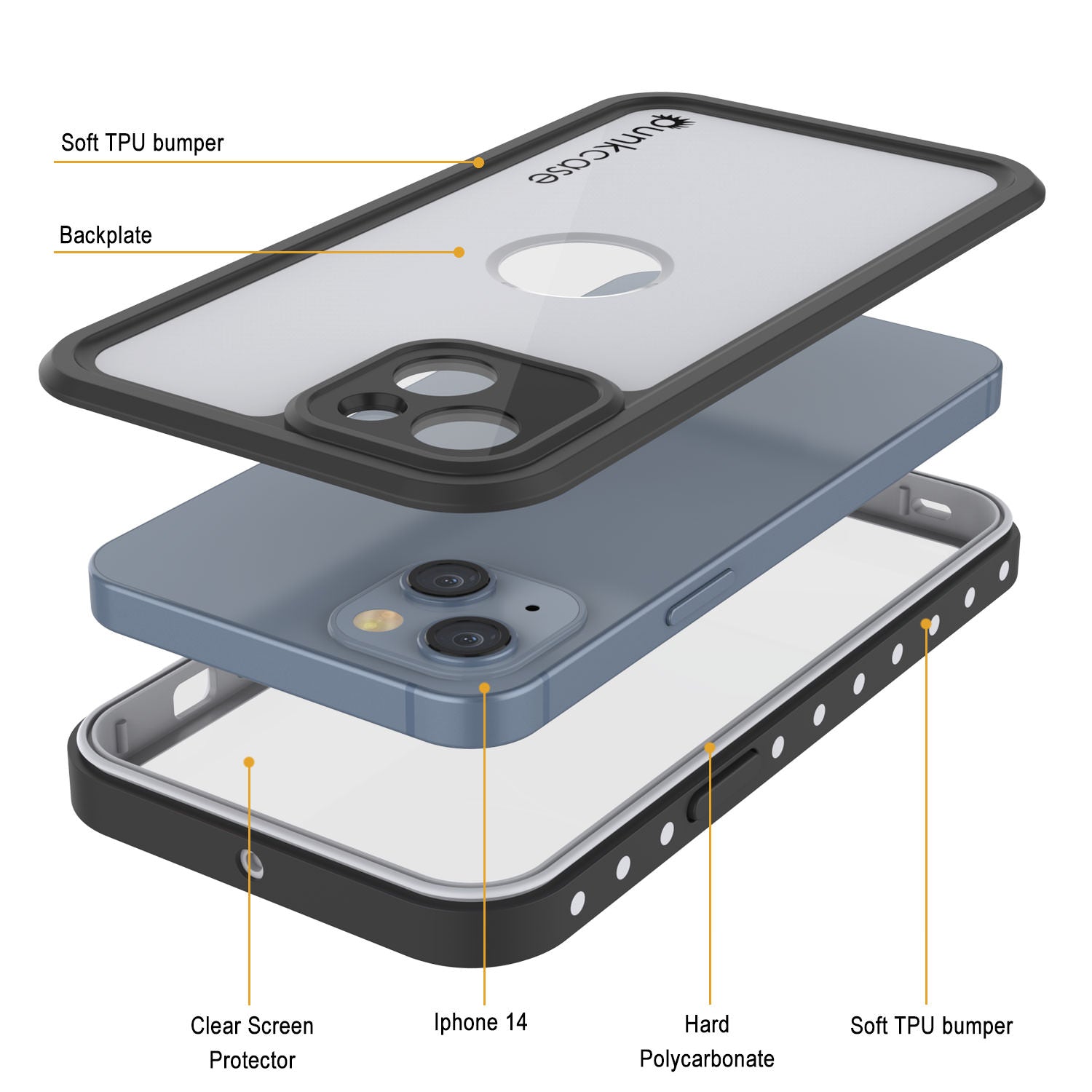iPhone 14 Waterproof IP68 Case, Punkcase [White] [StudStar Series] [Slim Fit] [Dirtproof]