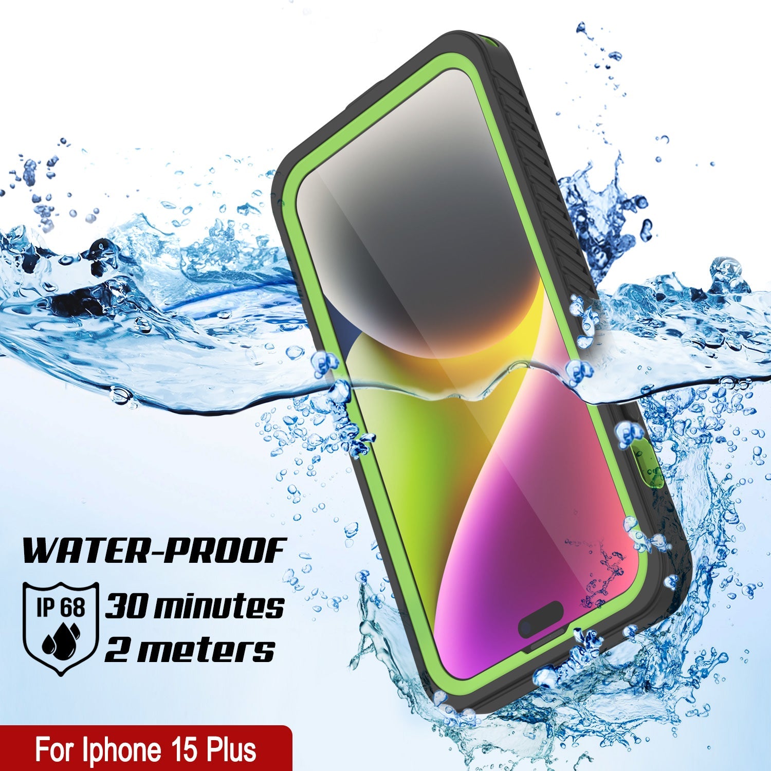 iPhone 15 Plus Waterproof Case, Punkcase [Extreme Series] Armor Cover W/ Built In Screen Protector [Light Green]