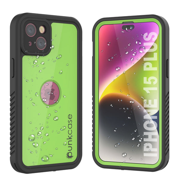iPhone 15 Plus Waterproof IP68 Case, Punkcase [Light green] [StudStar Series] [Slim Fit] [Dirtproof]