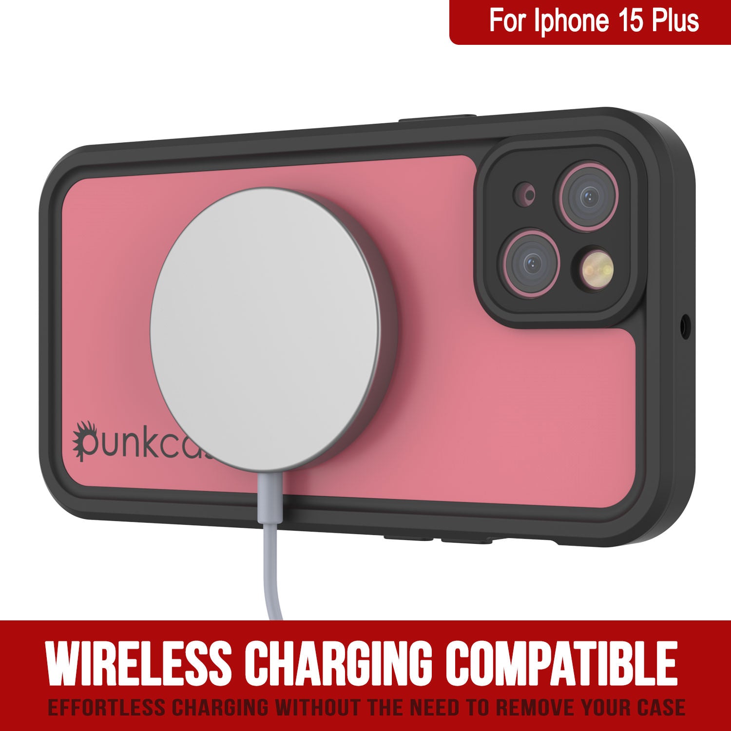 iPhone 15 Plus Waterproof IP68 Case, Punkcase [Pink] [StudStar Series] [Slim Fit] [Dirtproof]