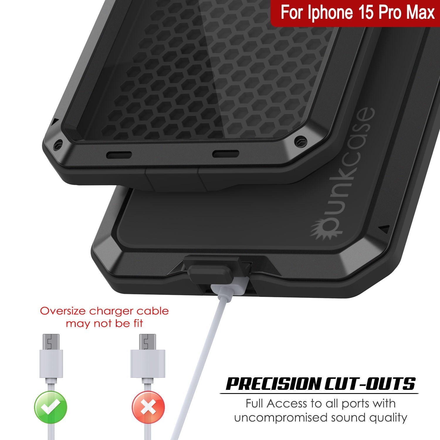 iPhone 15 Pro Max Metal Case, Heavy Duty Military Grade Armor Cover [shock proof] Full Body Hard [Black]