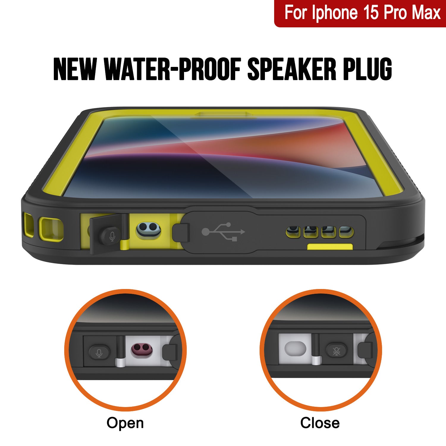 iPhone 15 Pro Max Waterproof Case, Punkcase [Extreme Series] Armor Cover W/ Built In Screen Protector [Yellow]