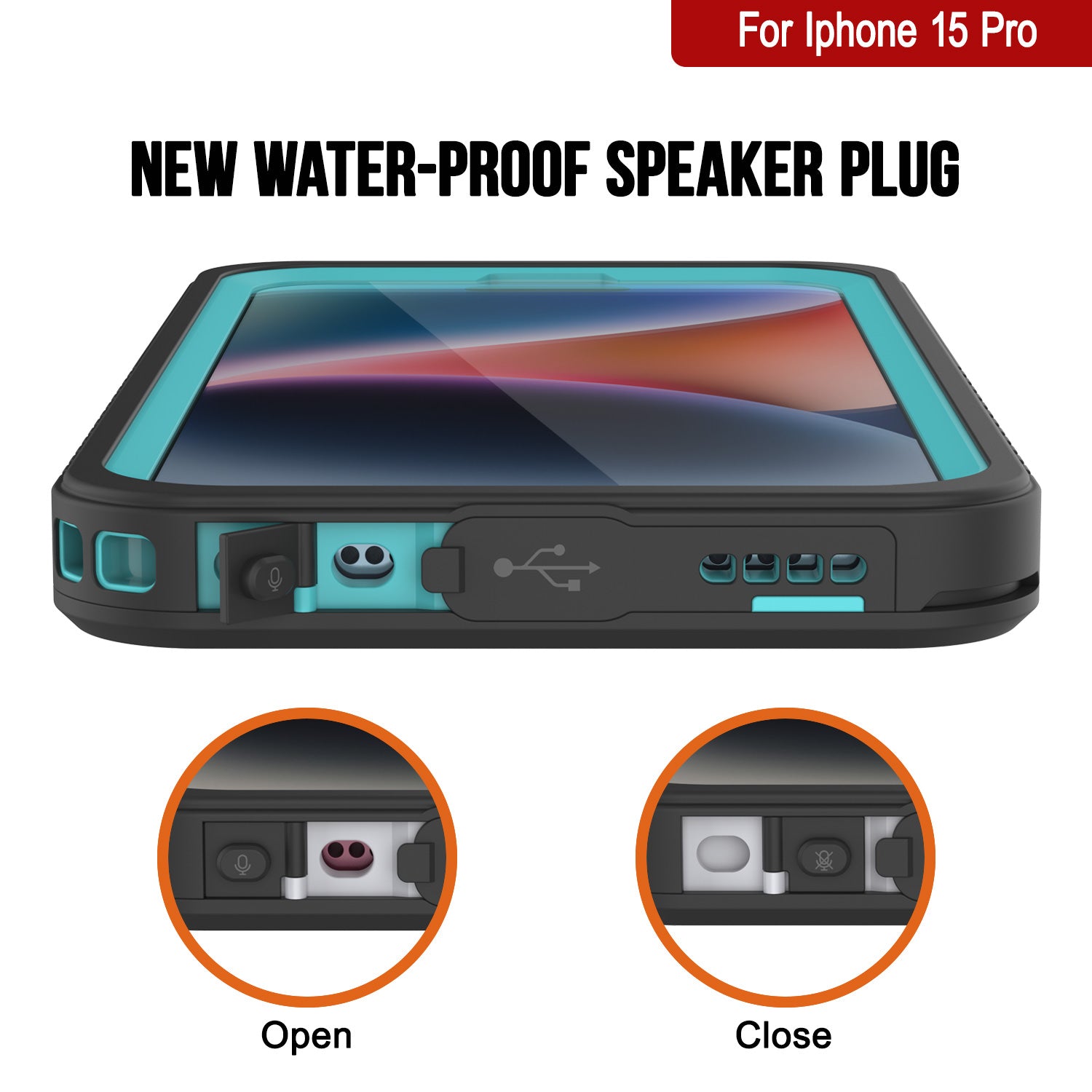 iPhone 15 Pro Waterproof Case, Punkcase [Extreme Series] Armor Cover W/ Built In Screen Protector [Teal]