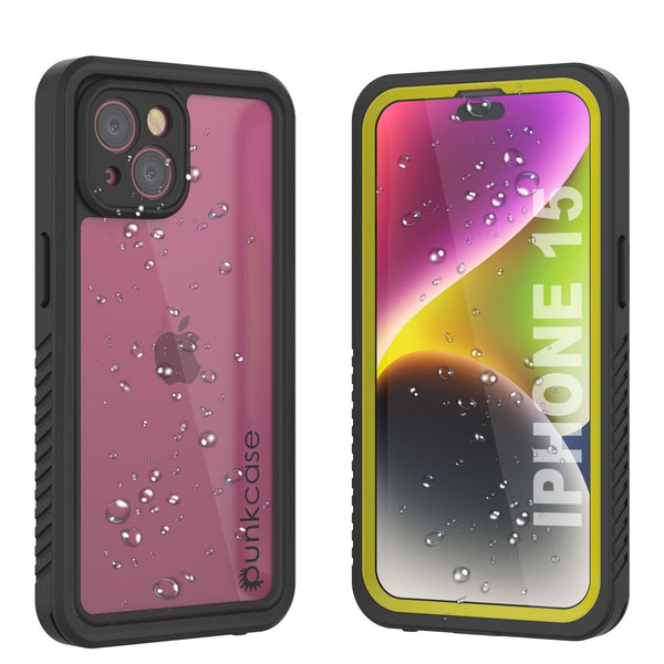 iPhone 15  Waterproof Case, Punkcase [Extreme Series] Armor Cover W/ Built In Screen Protector [Yellow]