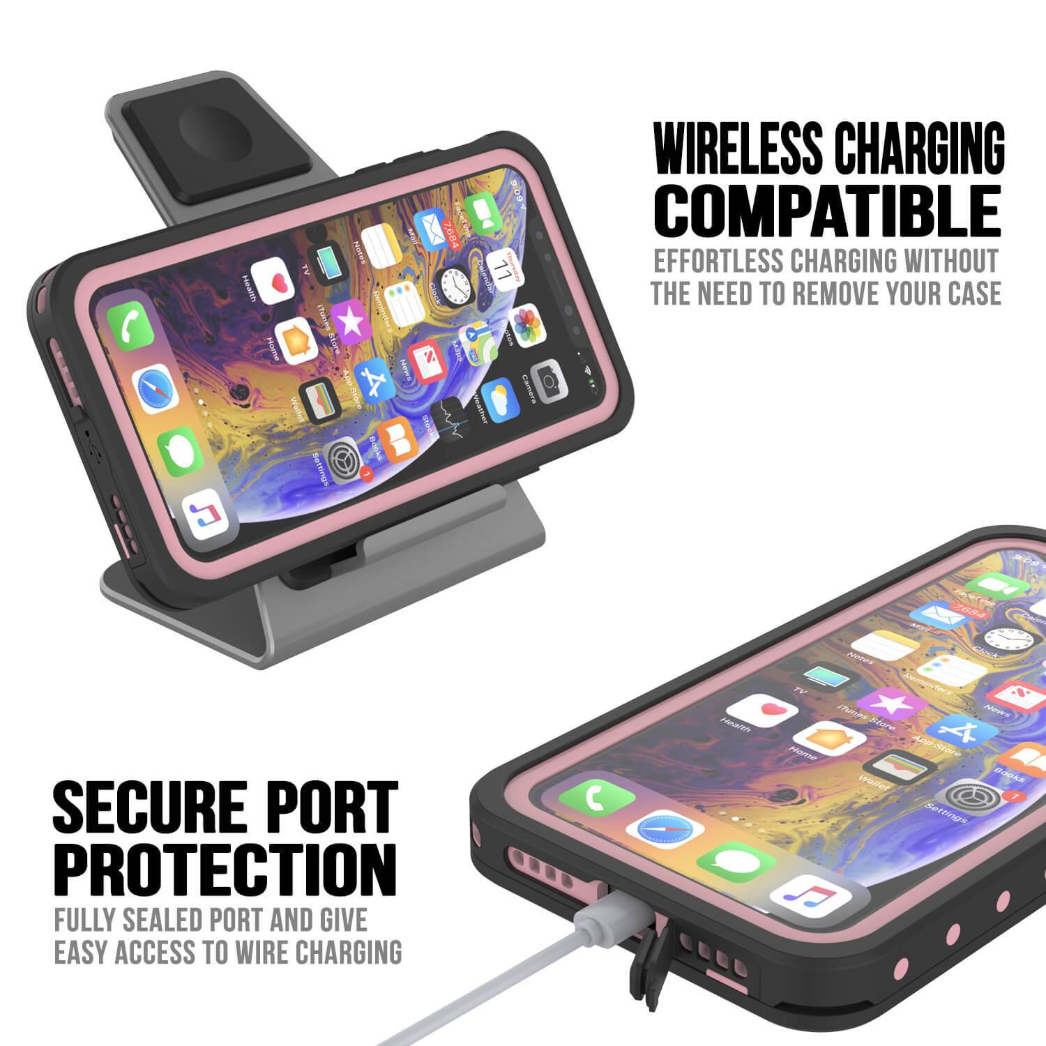 iPhone 11 Pro Max Waterproof IP68 Case, Punkcase [Pink] [StudStar Series] [Slim Fit] [Dirtproof]