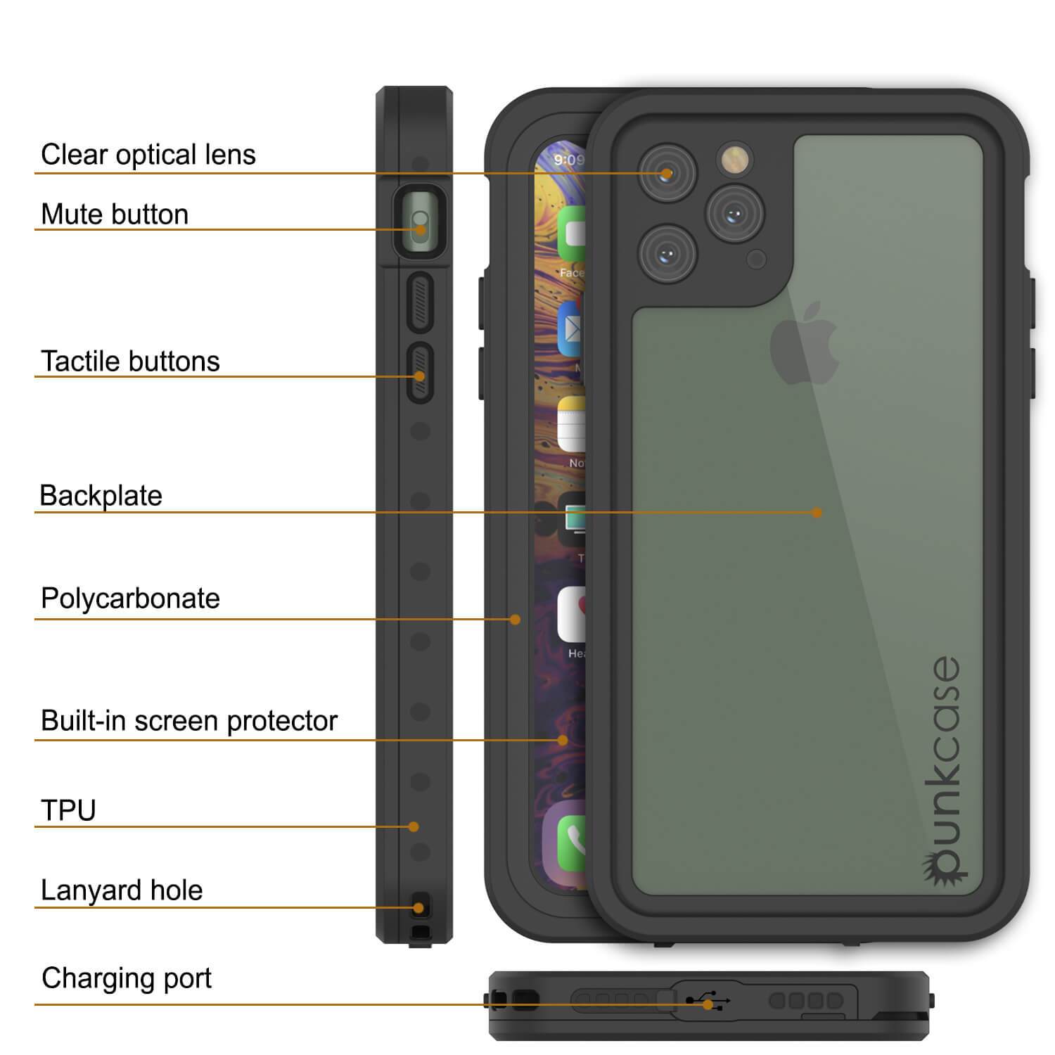 iPhone 11 Pro Waterproof IP68 Case, Punkcase [Clear] [StudStar Series] [Slim Fit] [Dirtproof]