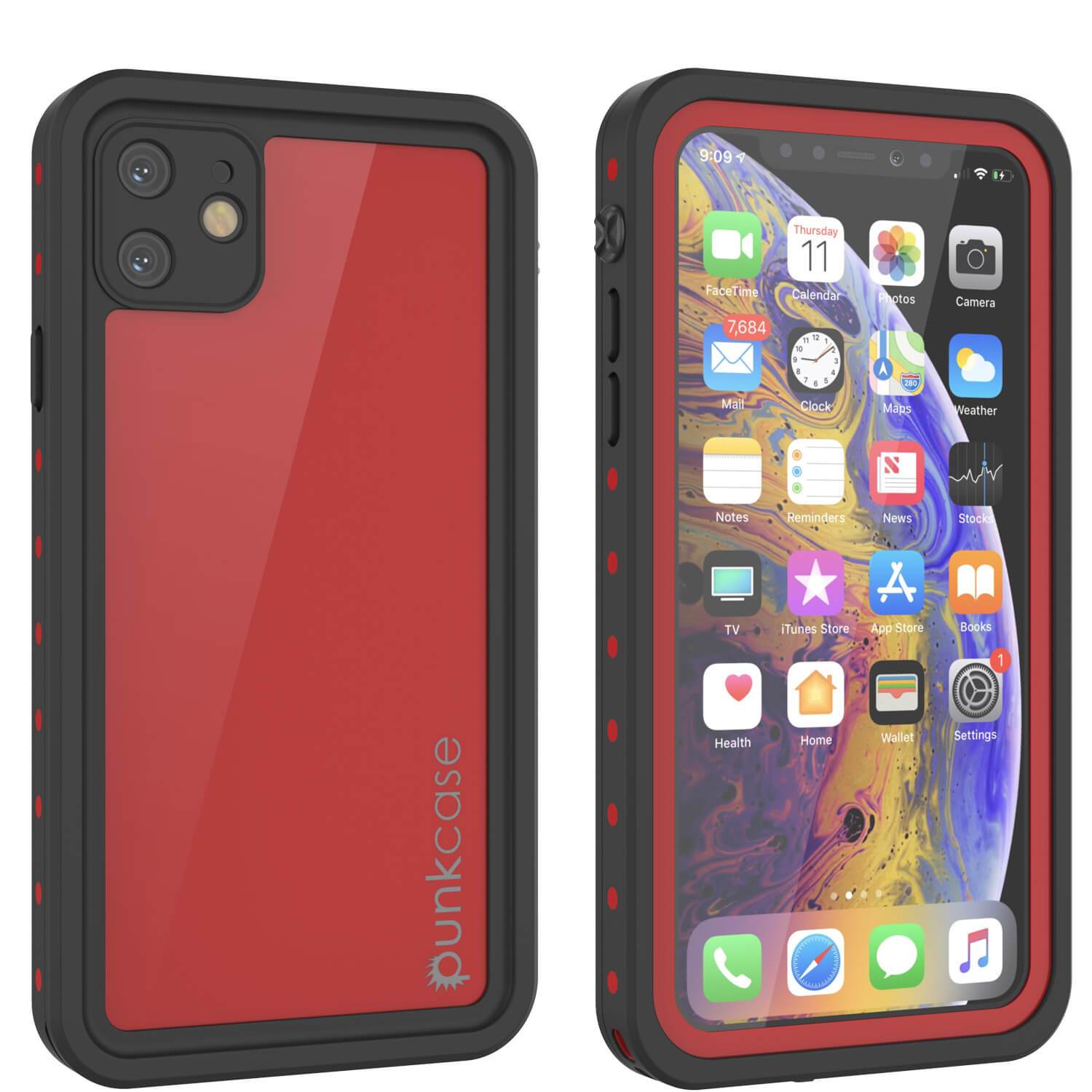 iPhone 11 Waterproof IP68 Case, Punkcase [Red] [StudStar Series] [Slim Fit]