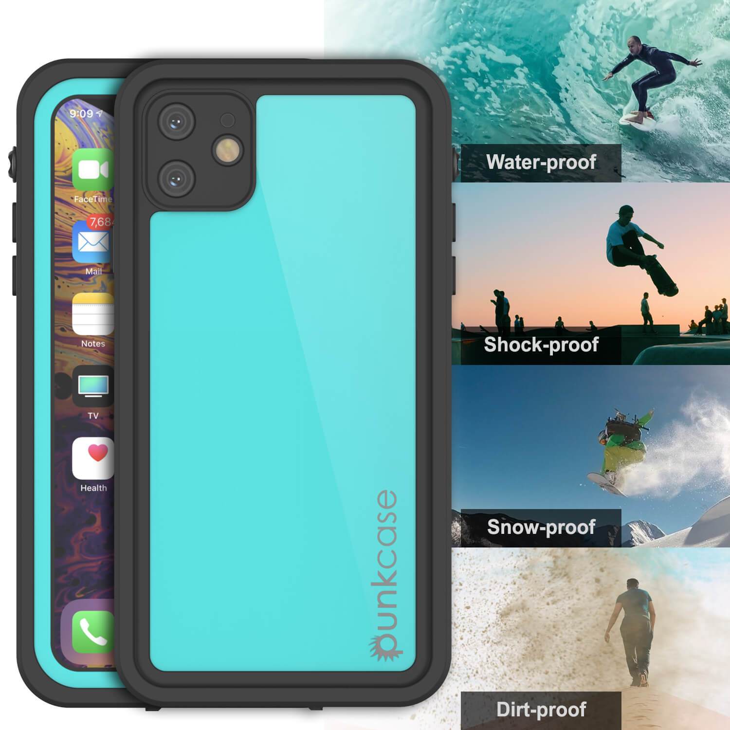 iPhone 11 Waterproof IP68 Case, Punkcase [Teal] [StudStar Series] [Slim Fit]