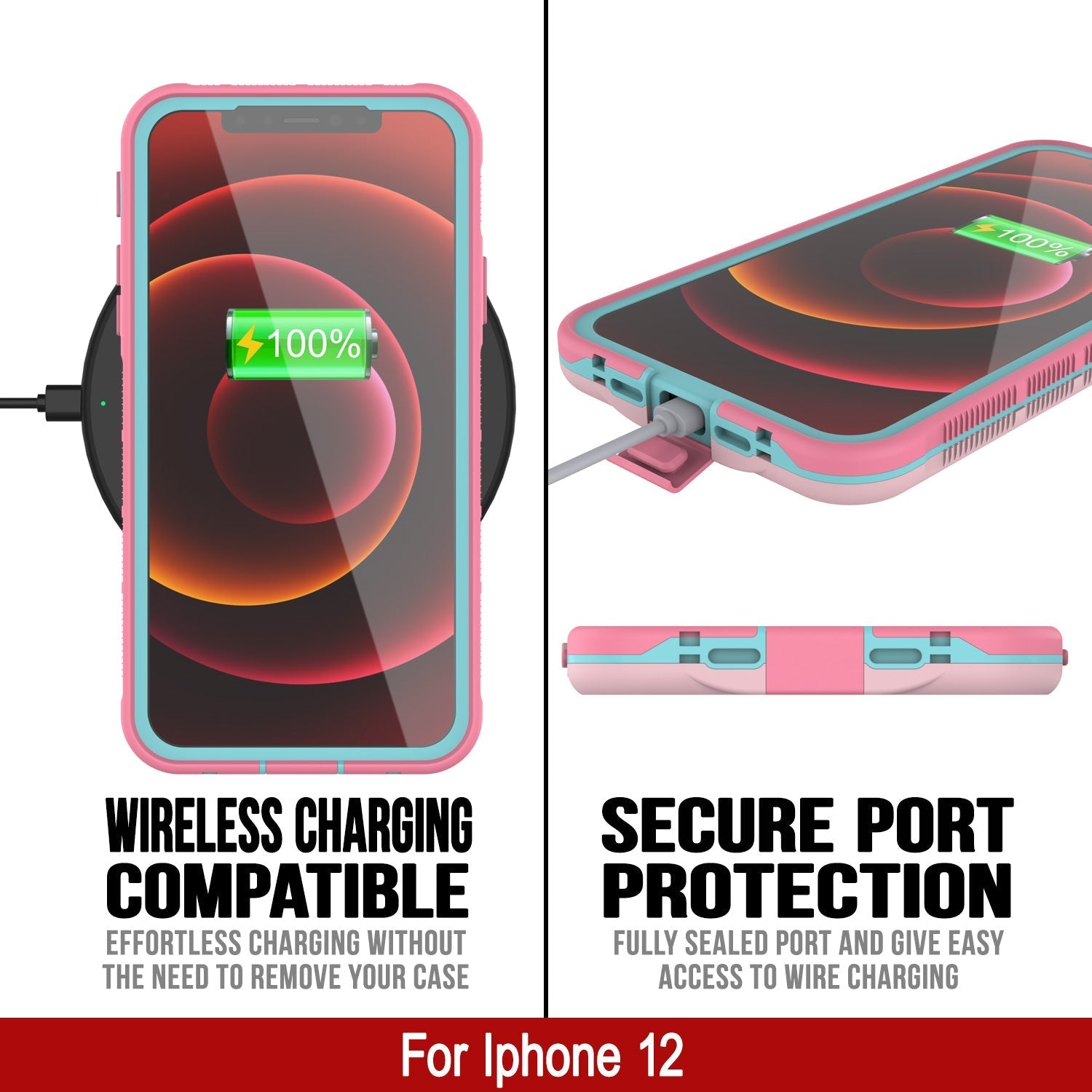 Punkcase iPhone 13 Waterproof Case [Aqua Series] Armor Cover [Pink]