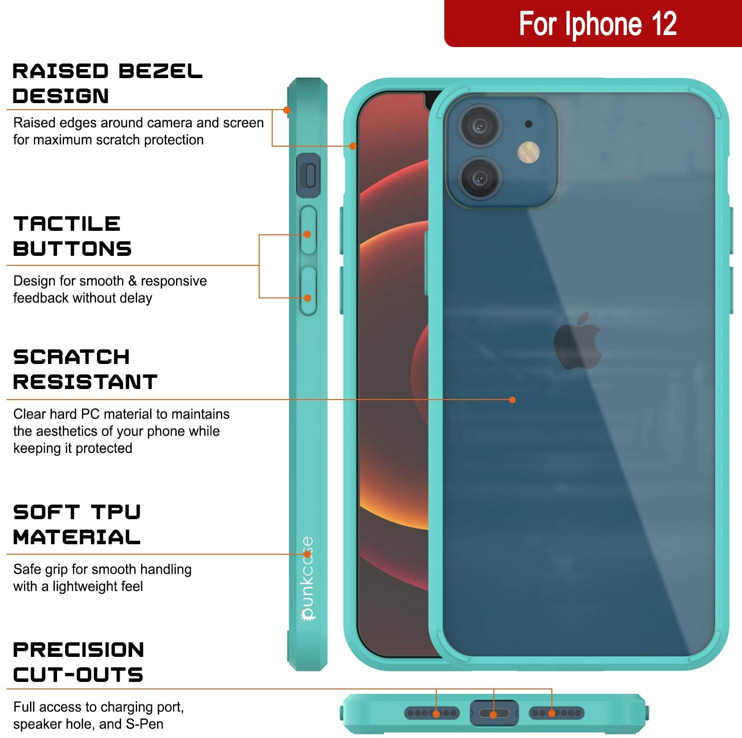 iPhone 12 Case Punkcase® LUCID 2.0 Teal Series w/ PUNK SHIELD Screen Protector | Ultra Fit