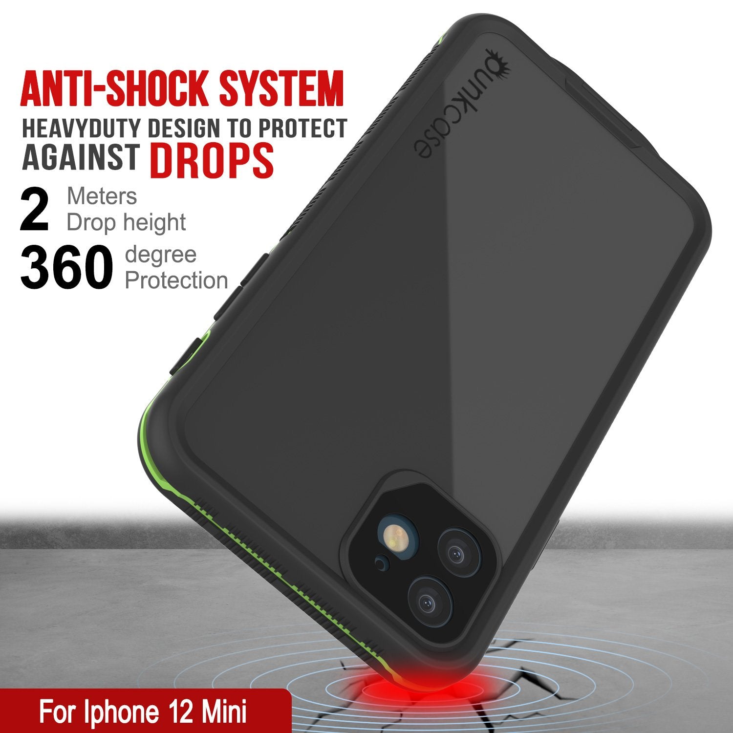 Punkcase iPhone 12 Mini Waterproof Case [Aqua Series] Armor Cover [Black]