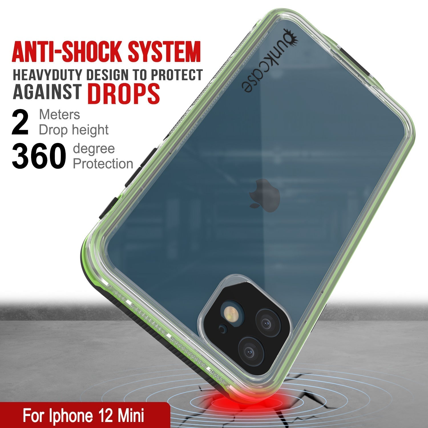 Punkcase iPhone 13 Mini Waterproof Case [Aqua Series] Armor Cover [Clear Black] [Clear Back]