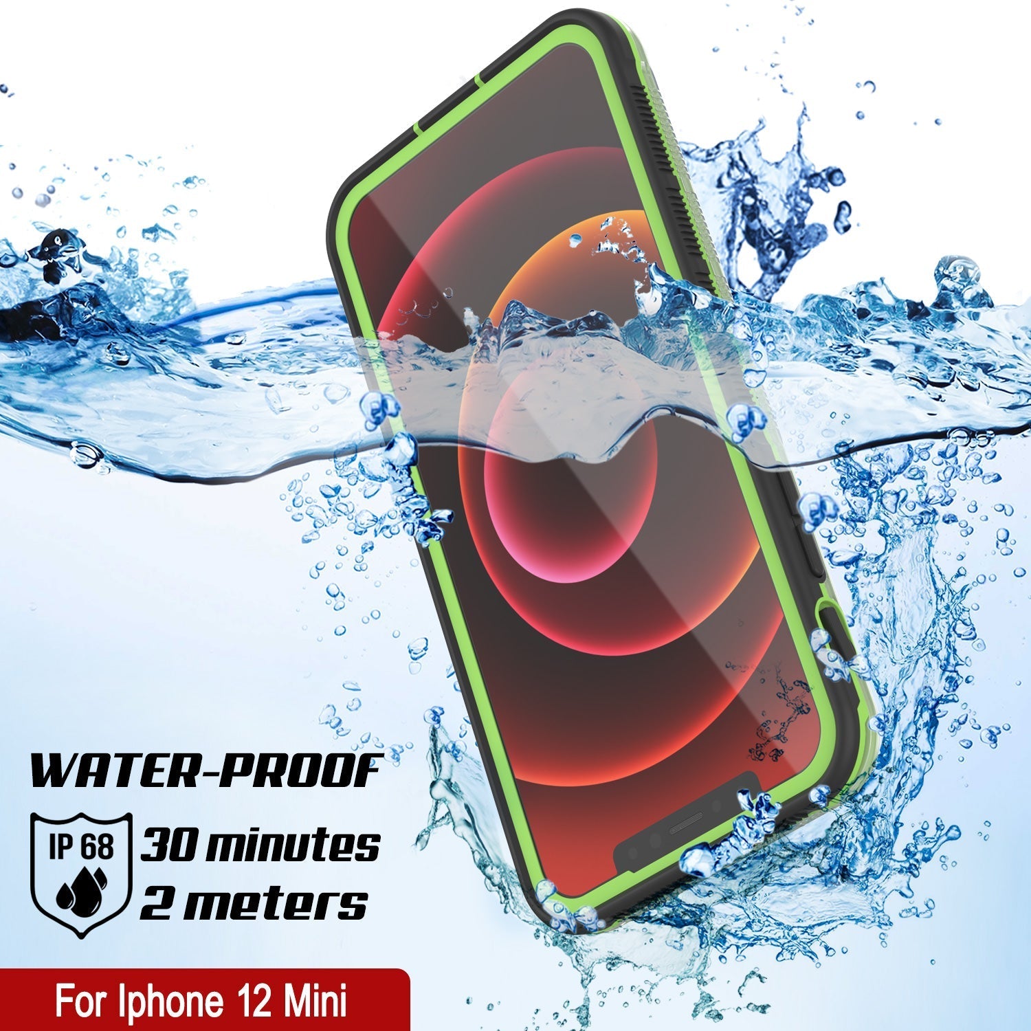 Punkcase iPhone 13 Mini Waterproof Case [Aqua Series] Armor Cover [Clear Black] [Clear Back]