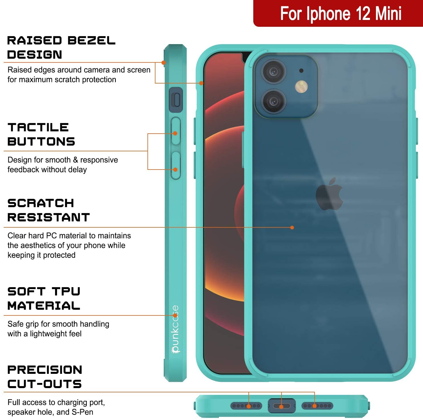 iPhone 13 Mini Case Punkcase® LUCID 2.0 Teal Series w/ PUNK SHIELD Screen Protector | Ultra Fit