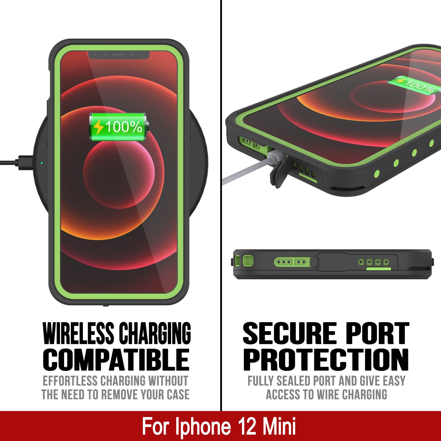 iPhone 12 Mini Waterproof IP68 Case, Punkcase [Light green] [StudStar Series] [Slim Fit] [Dirtproof]