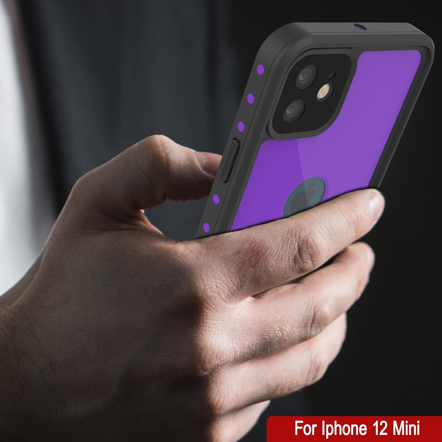 iPhone 12 Mini Waterproof IP68 Case, Punkcase [Purple] [StudStar Series] [Slim Fit] [Dirtproof]