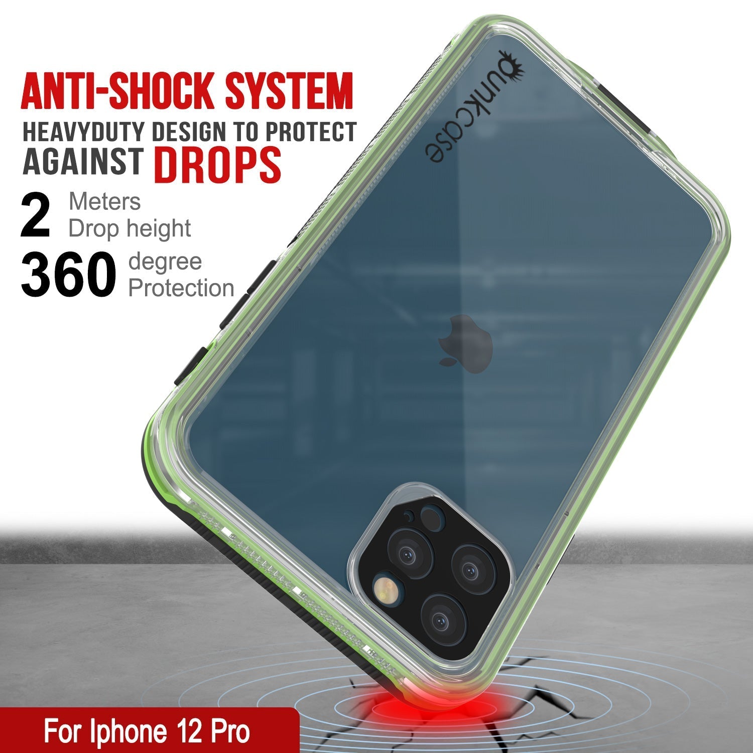 Punkcase iPhone 13 Pro Waterproof Case [Aqua Series] Armor Cover [Clear Black] [Clear Back]