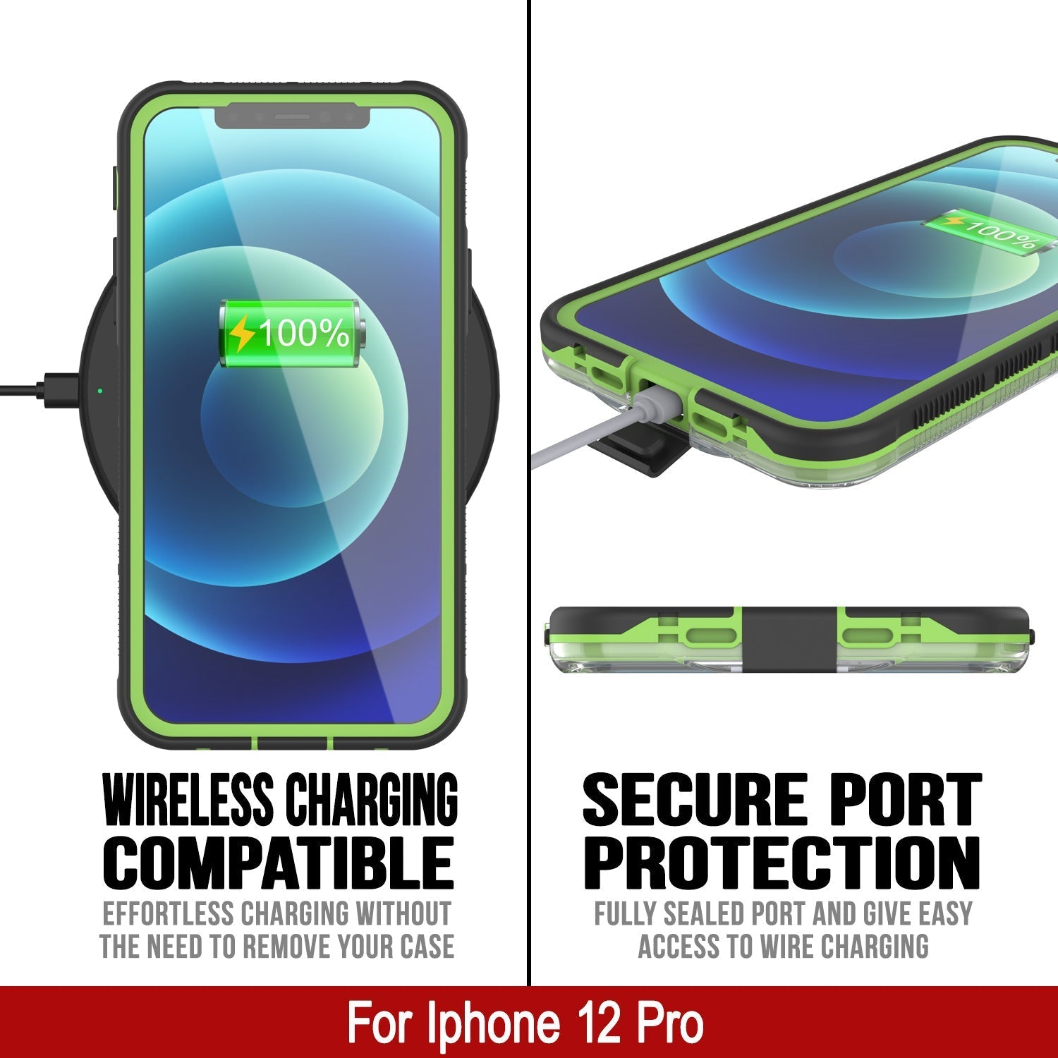 Punkcase iPhone 13 Pro Waterproof Case [Aqua Series] Armor Cover [Clear Black] [Clear Back]