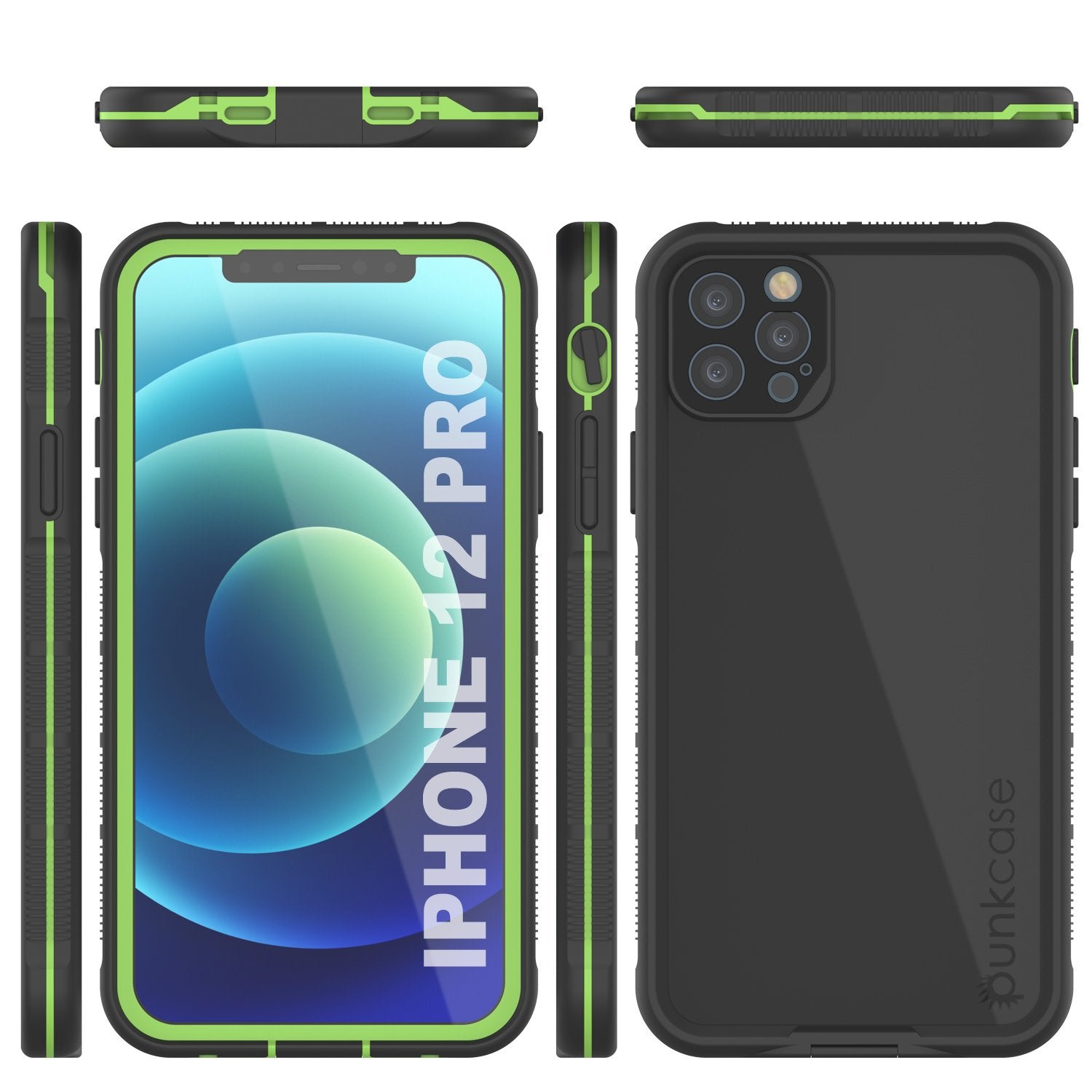 Punkcase iPhone 12 Pro Waterproof Case [Aqua Series] Armor Cover [Black]