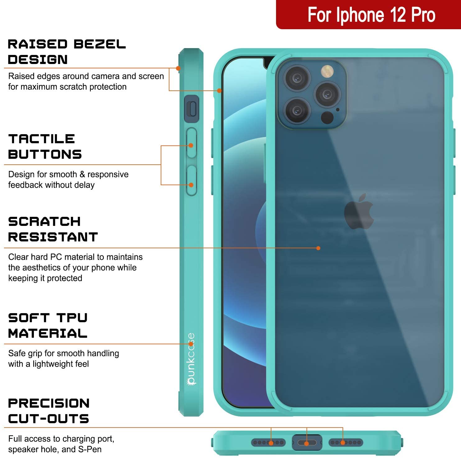 iPhone 13 Pro Case Punkcase® LUCID 2.0 Teal Series w/ PUNK SHIELD Screen Protector | Ultra Fit