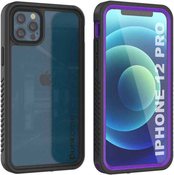 iPhone 12 Pro Waterproof Case, Punkcase [Extreme Series] Armor Cover W/ Built In Screen Protector [Purple]