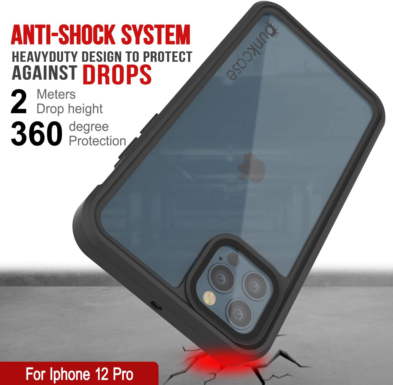 iPhone 12 Pro Waterproof Case, Punkcase [Extreme Series] Armor Cover W/ Built In Screen Protector [Light Blue]