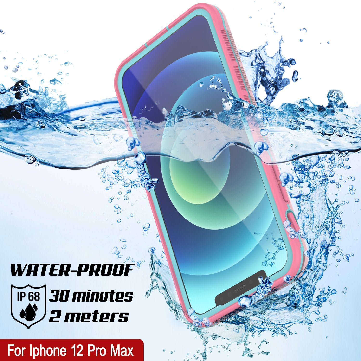 Punkcase iPhone 12 Pro Max Waterproof Case [Aqua Series] Armor Cover [Pink]