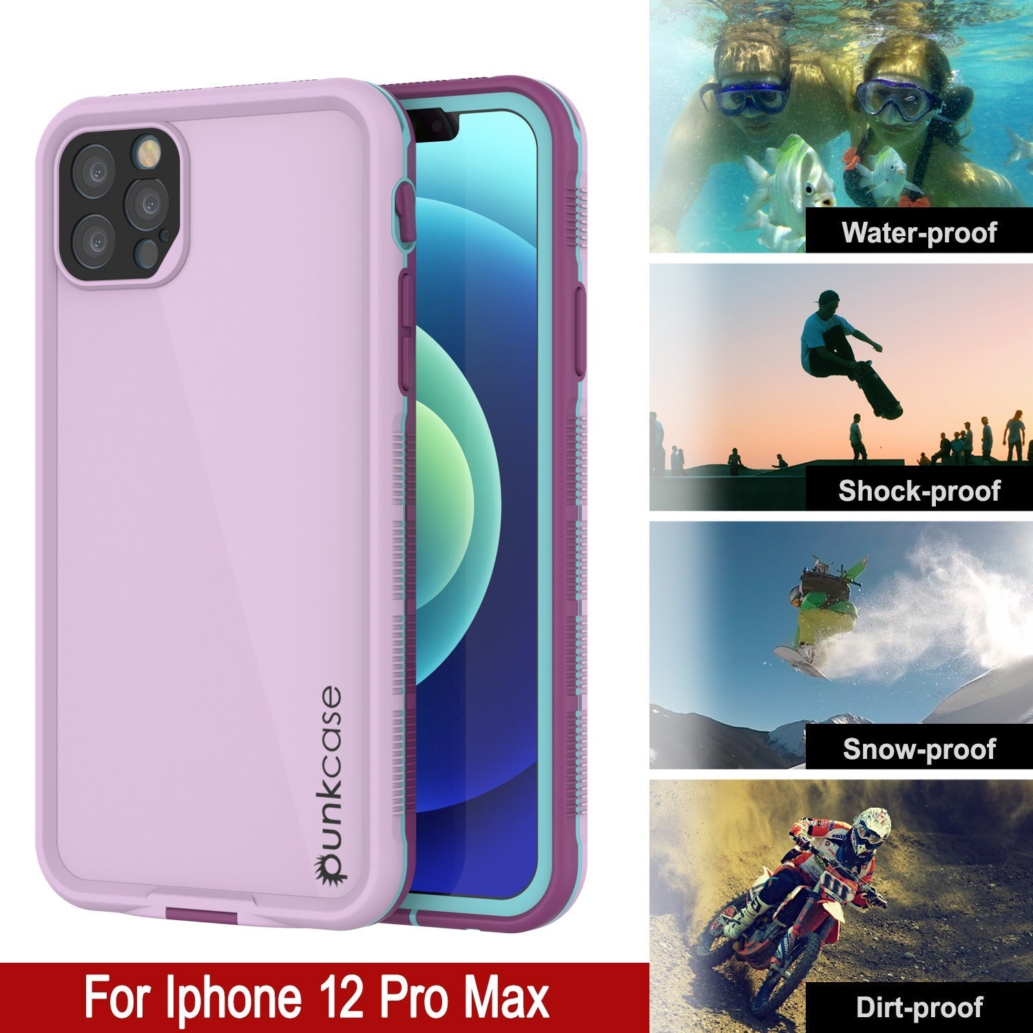 Punkcase iPhone 13 Pro Max Waterproof Case [Aqua Series] Armor Cover [Blue]