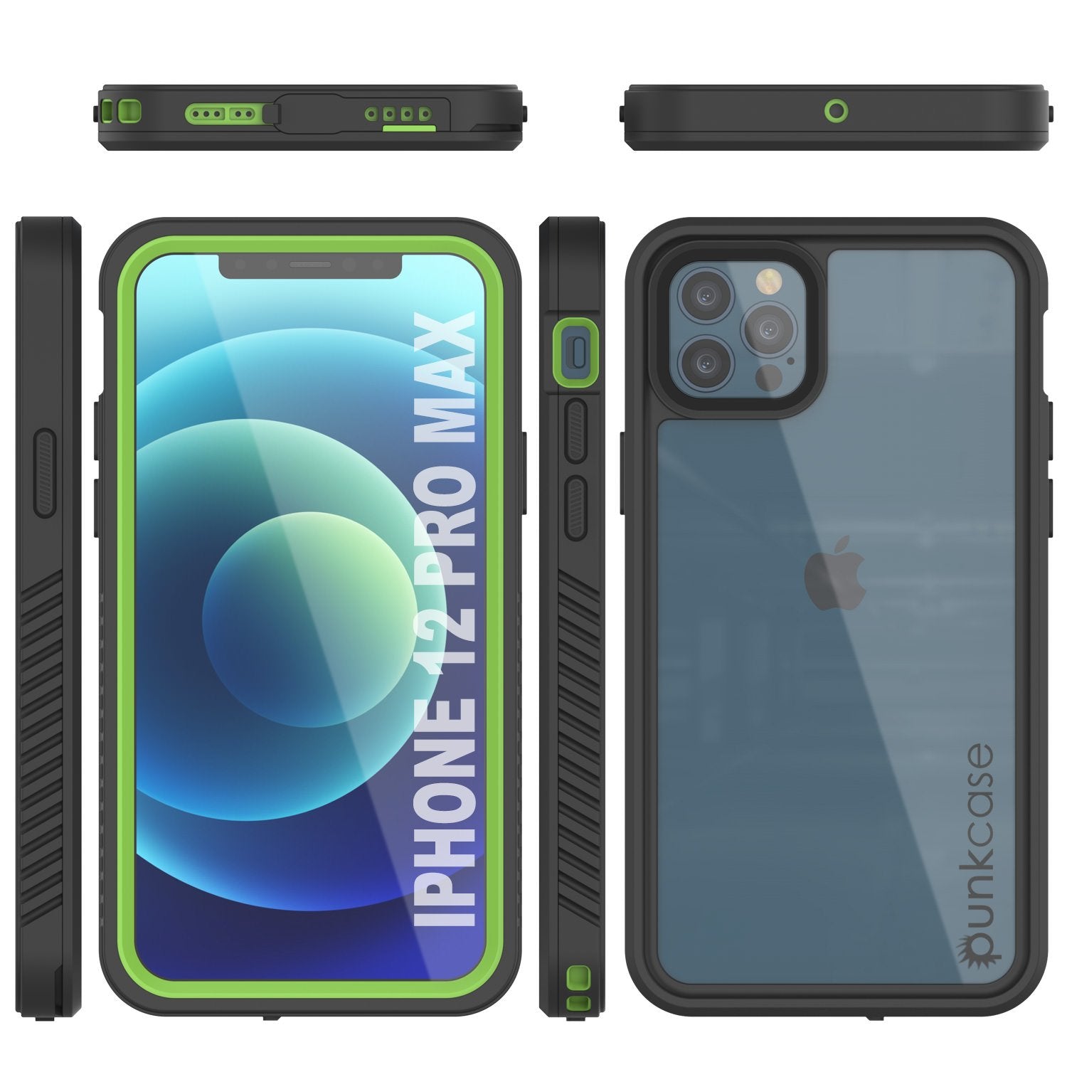 iPhone 12 Pro Max Waterproof Case, Punkcase [Extreme Series] Armor Cover W/ Built In Screen Protector [Light Green]