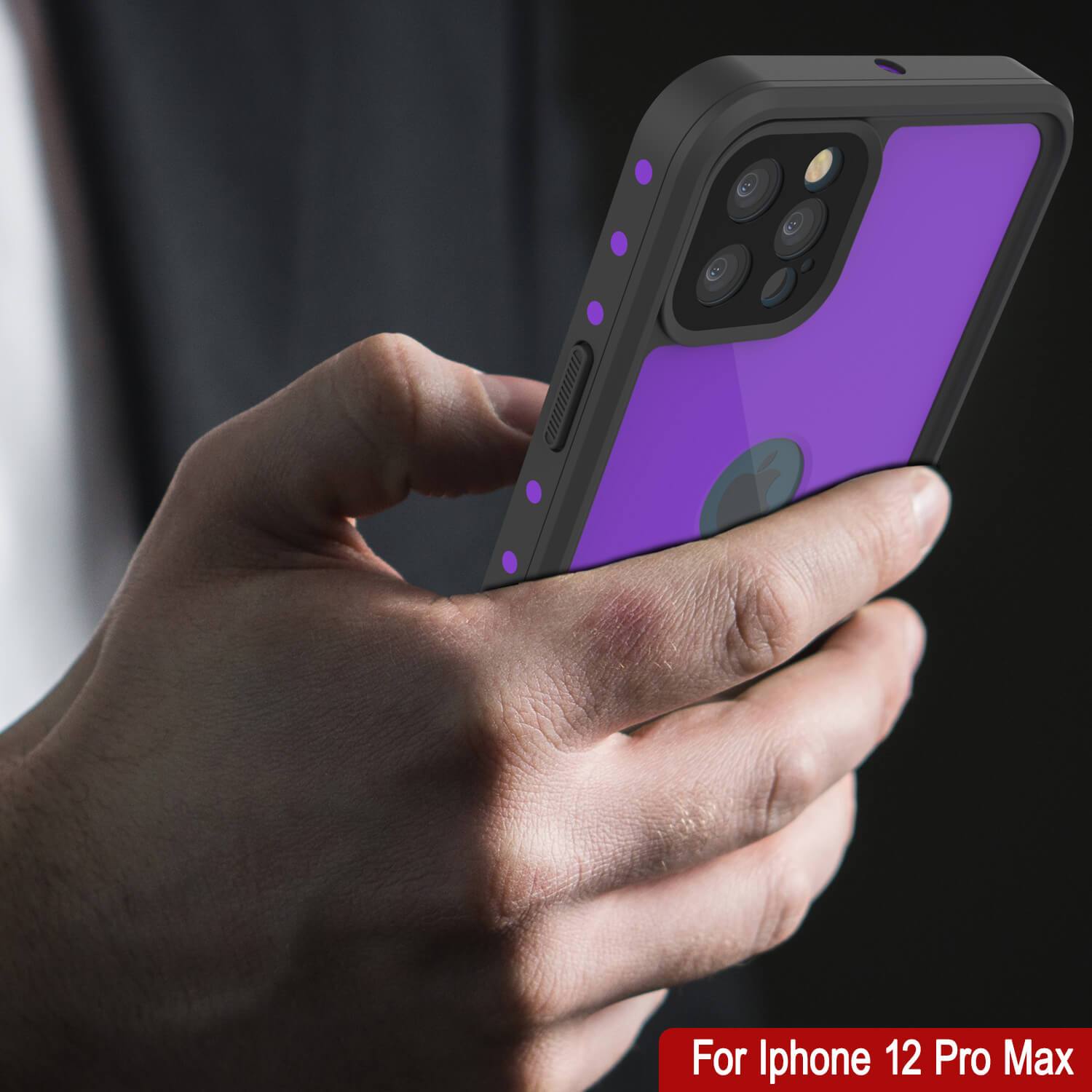 iPhone 12 Pro Max Waterproof IP68 Case, Punkcase [Purple] [StudStar Series] [Slim Fit] [Dirtproof]