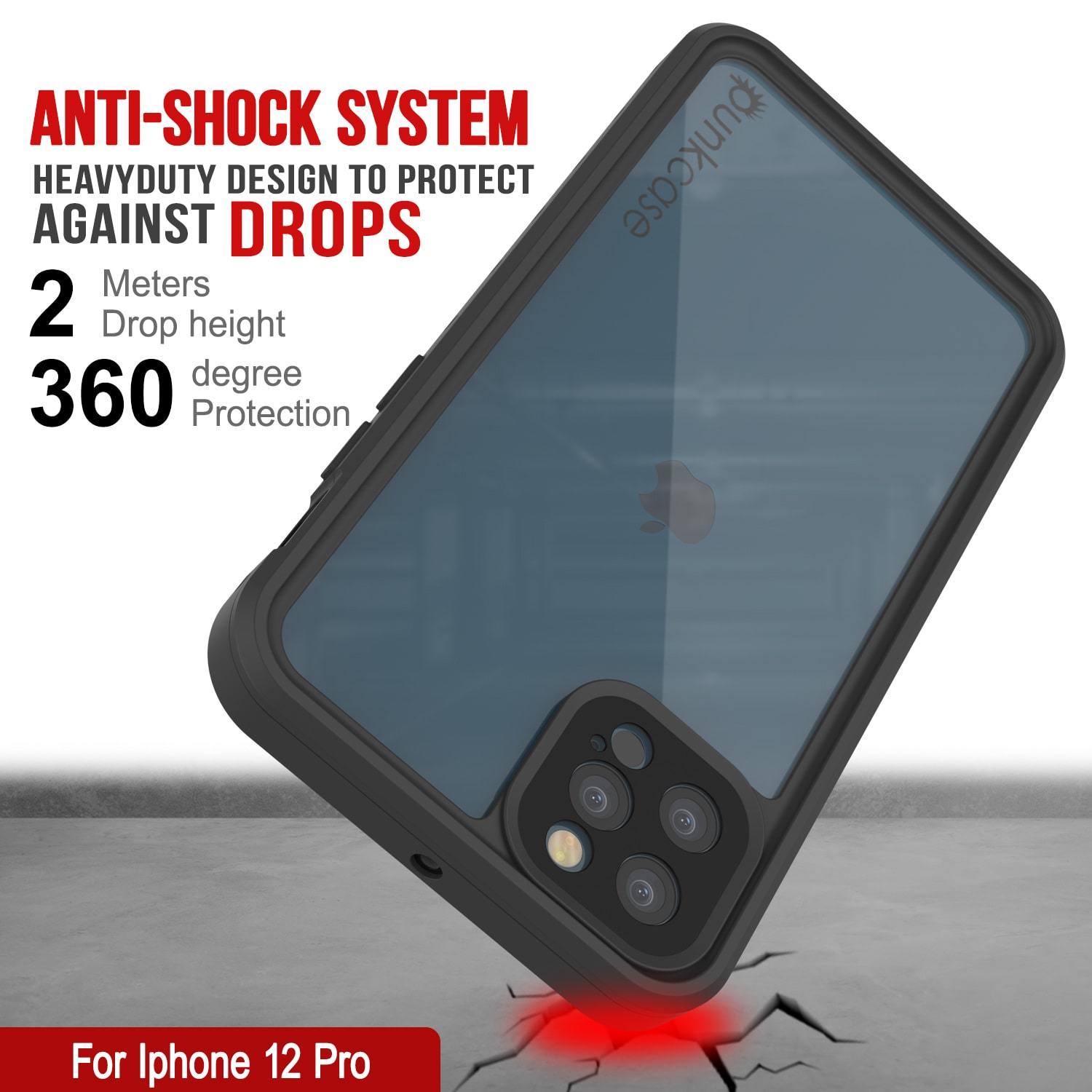 iPhone 12 Pro Waterproof IP68 Case, Punkcase [Clear] [StudStar Series] [Slim Fit] [Dirtproof]