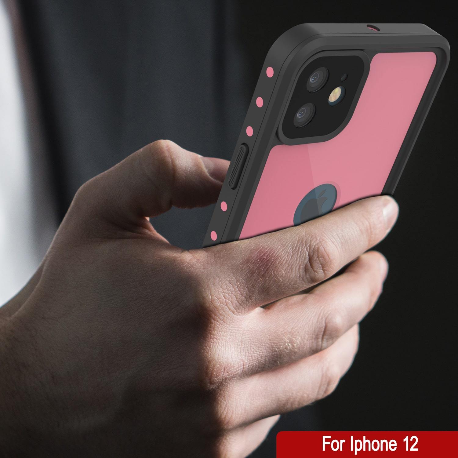 iPhone 12 Waterproof IP68 Case, Punkcase [Pink] [StudStar Series] [Slim Fit] [Dirtproof]