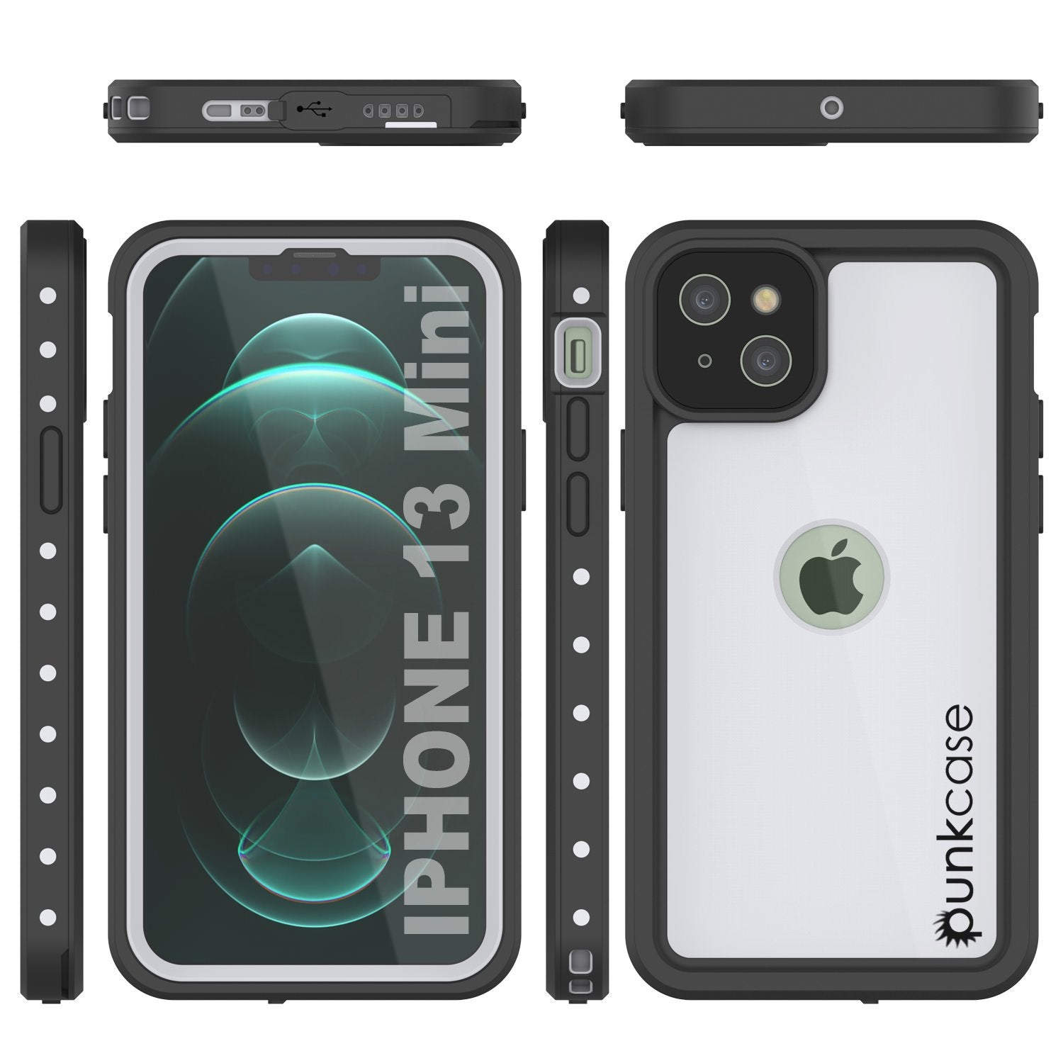 iPhone 13 Mini Waterproof IP68 Case, Punkcase [White] [StudStar Series] [Slim Fit] [Dirtproof]