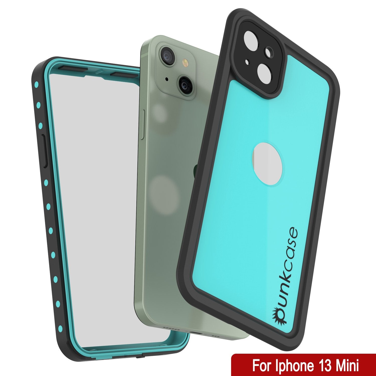 iPhone 13 Mini Waterproof IP68 Case, Punkcase [Teal] [StudStar Series] [Slim Fit]