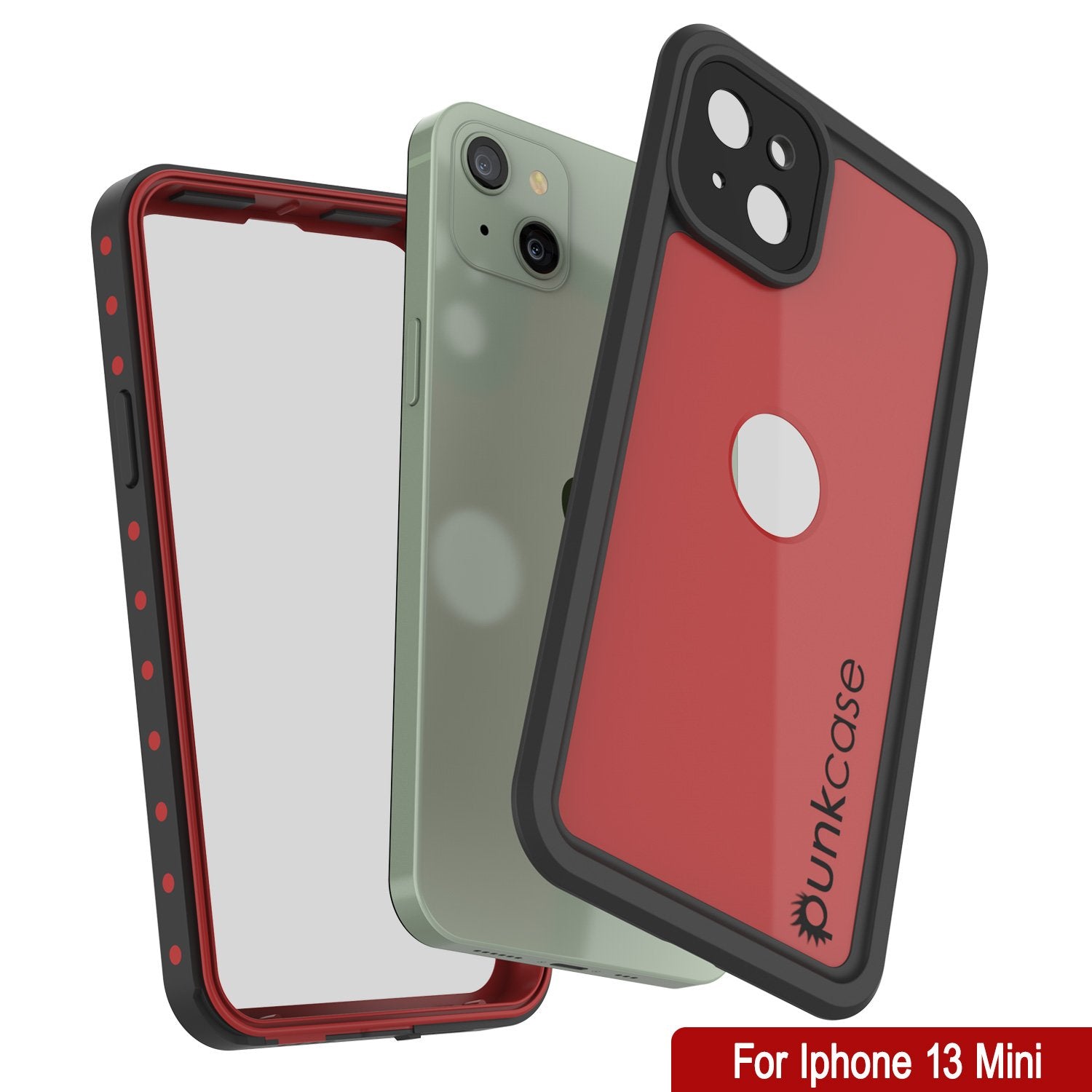 iPhone 13 Mini Waterproof IP68 Case, Punkcase [Red] [StudStar Series] [Slim Fit]