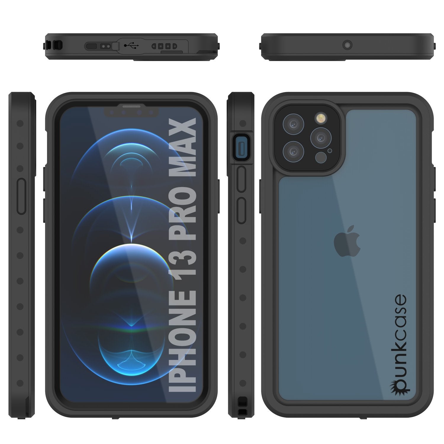 iPhone 13 Pro Max Waterproof IP68 Case, Punkcase [Clear] [StudStar Series] [Slim Fit] [Dirtproof]