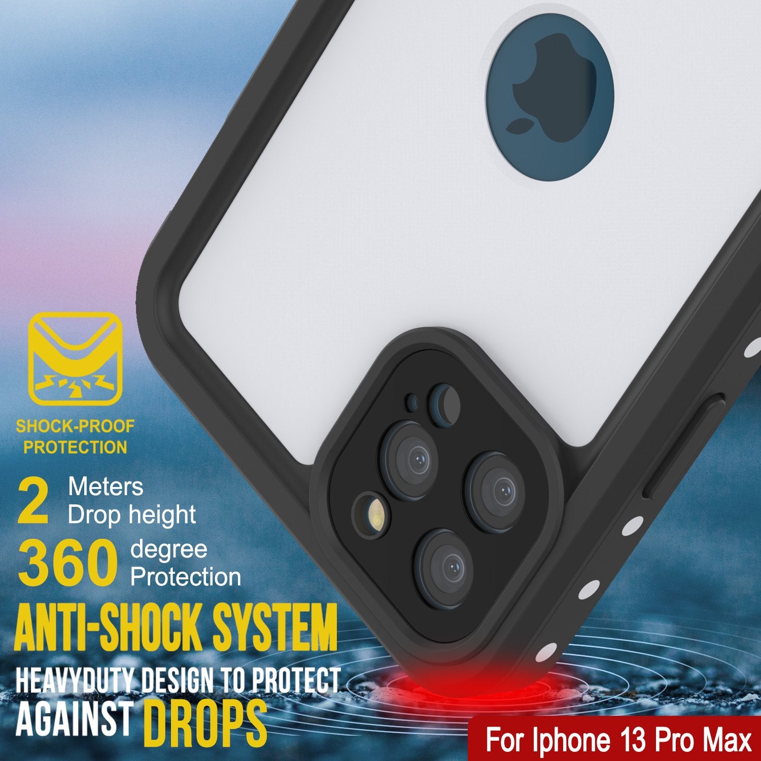iPhone 13 Pro Max Waterproof IP68 Case, Punkcase [White] [StudStar Series] [Slim Fit] [Dirtproof]