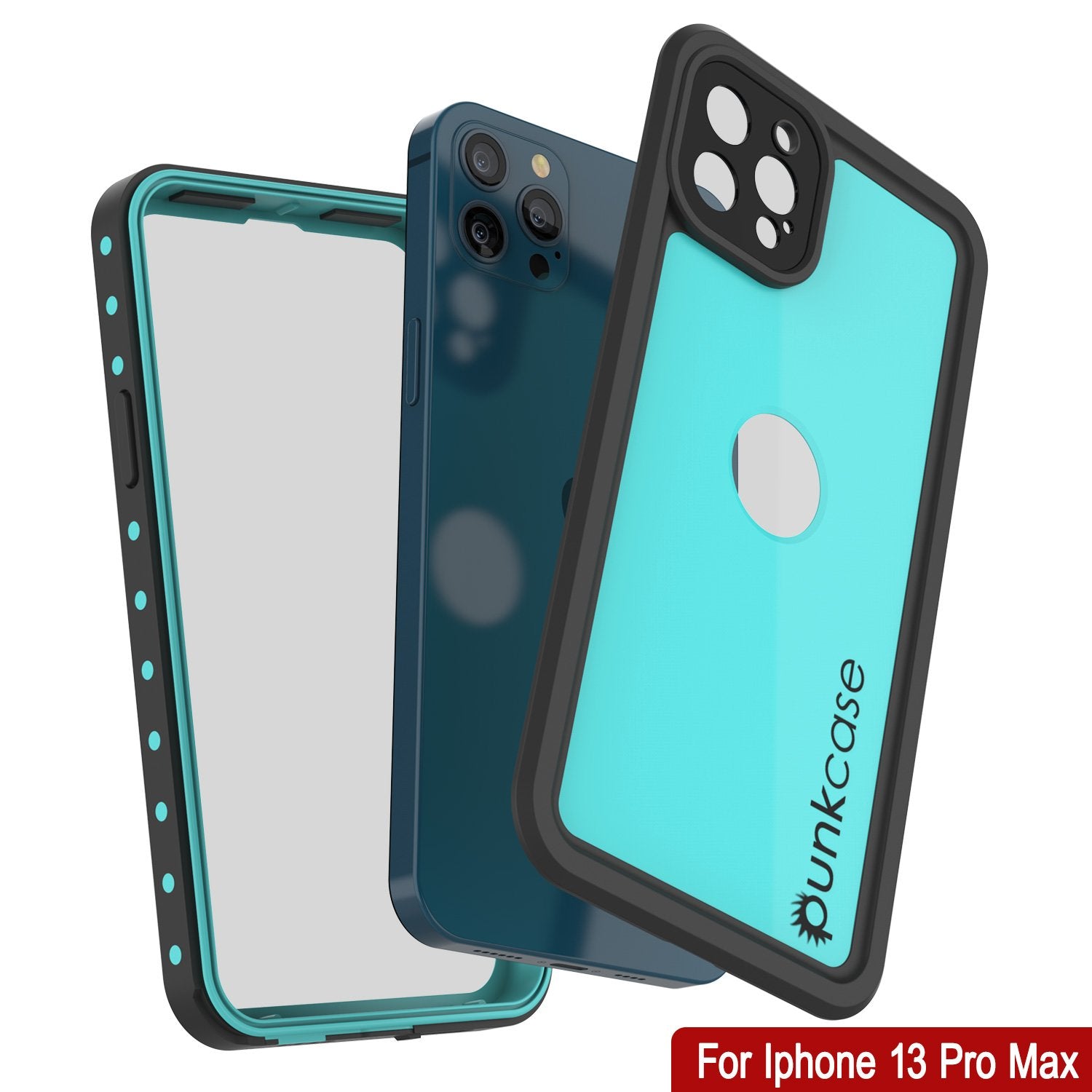 iPhone 13 Pro Max Waterproof IP68 Case, Punkcase [Teal] [StudStar Series] [Slim Fit]
