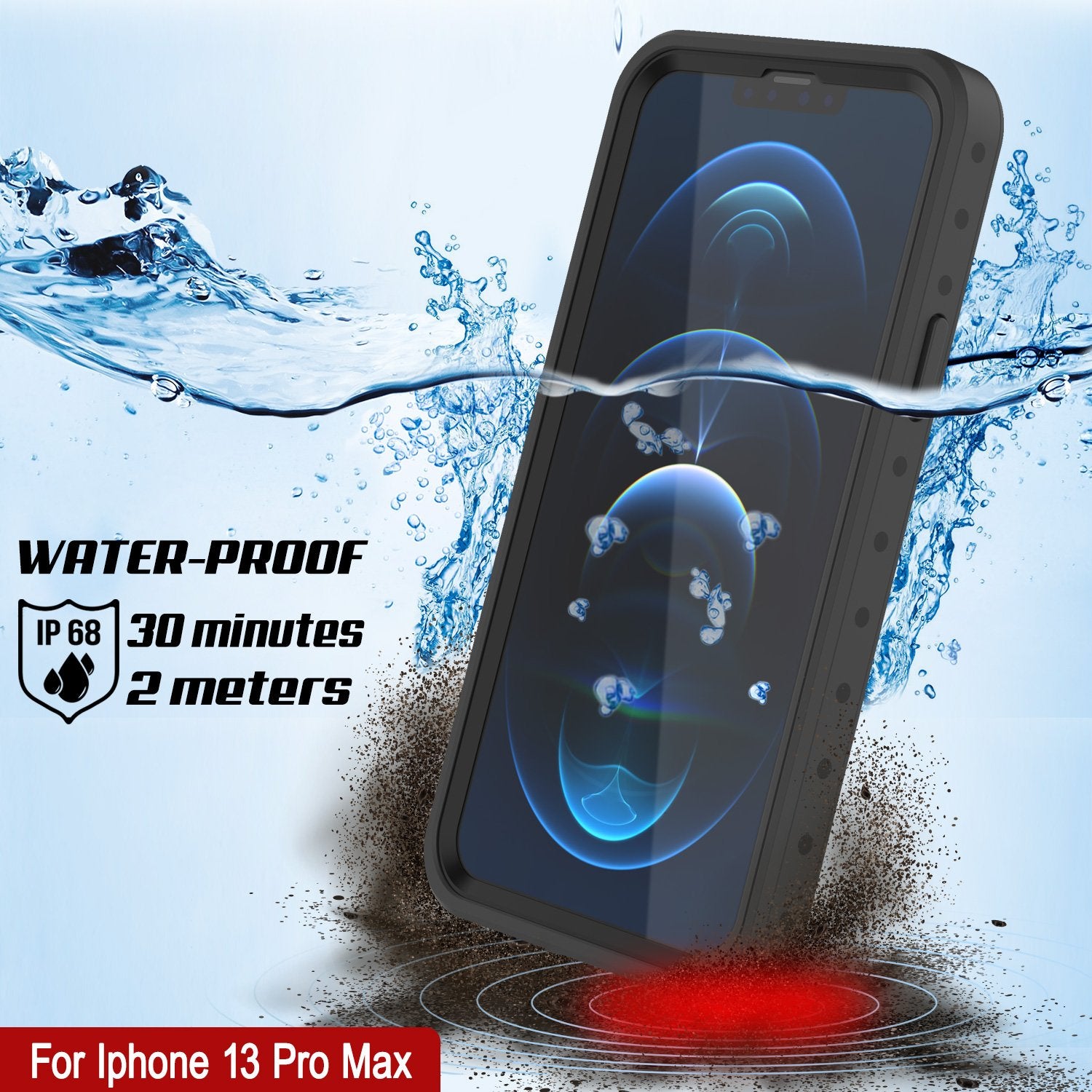 iPhone 13 Pro Max Waterproof IP68 Case, Punkcase [Clear] [StudStar Series] [Slim Fit] [Dirtproof]