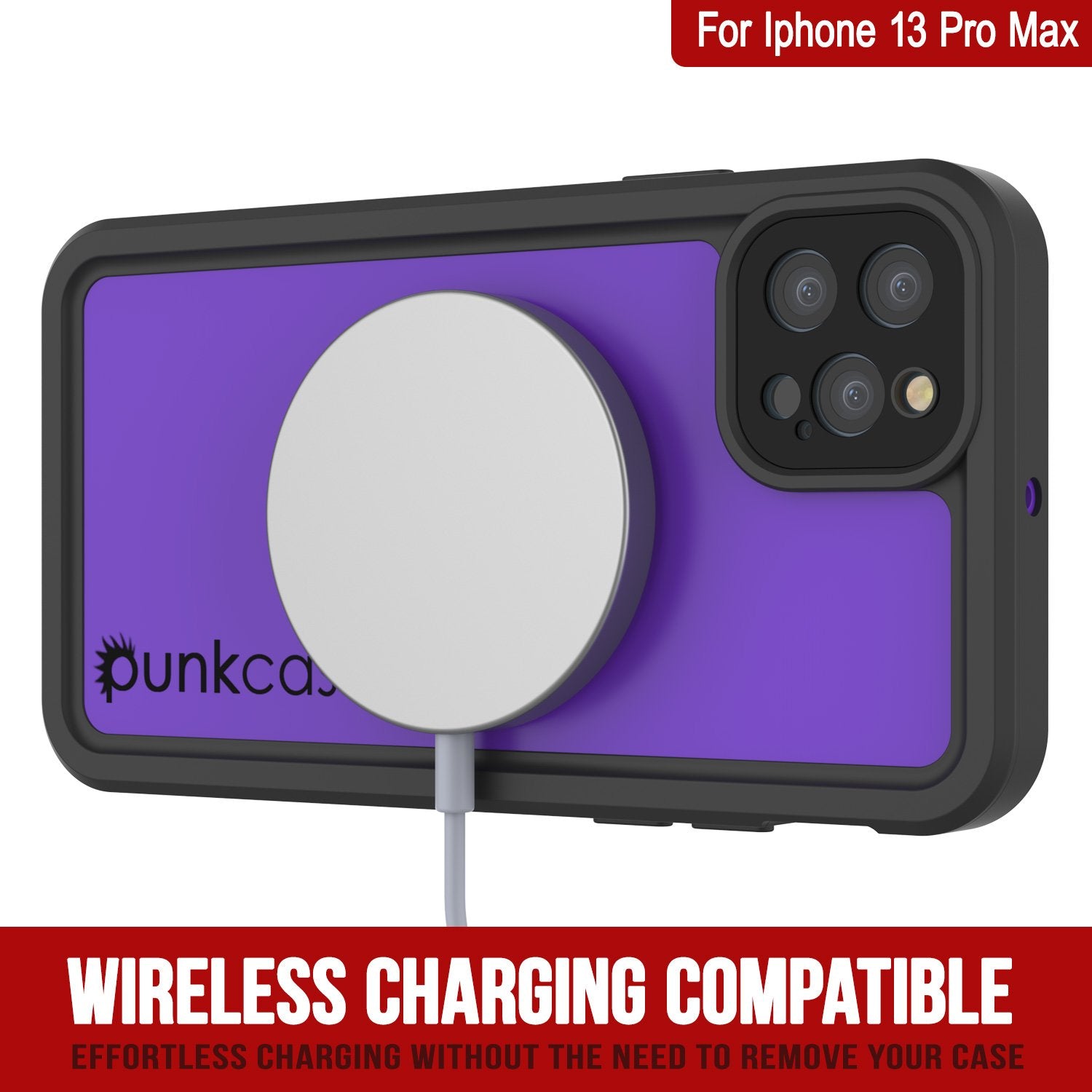 iPhone 13 Pro Max Waterproof IP68 Case, Punkcase [Purple] [StudStar Series] [Slim Fit] [Dirtproof]