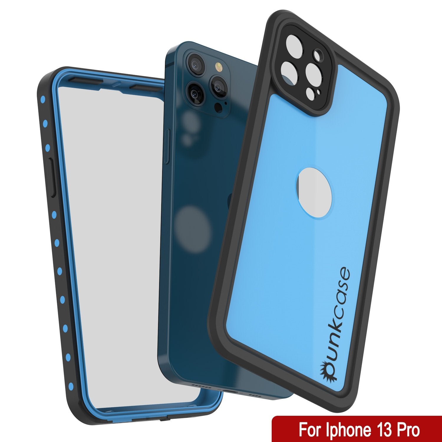 iPhone 13 Pro Waterproof IP68 Case, Punkcase [Light blue] [StudStar Series] [Slim Fit] [Dirtproof]