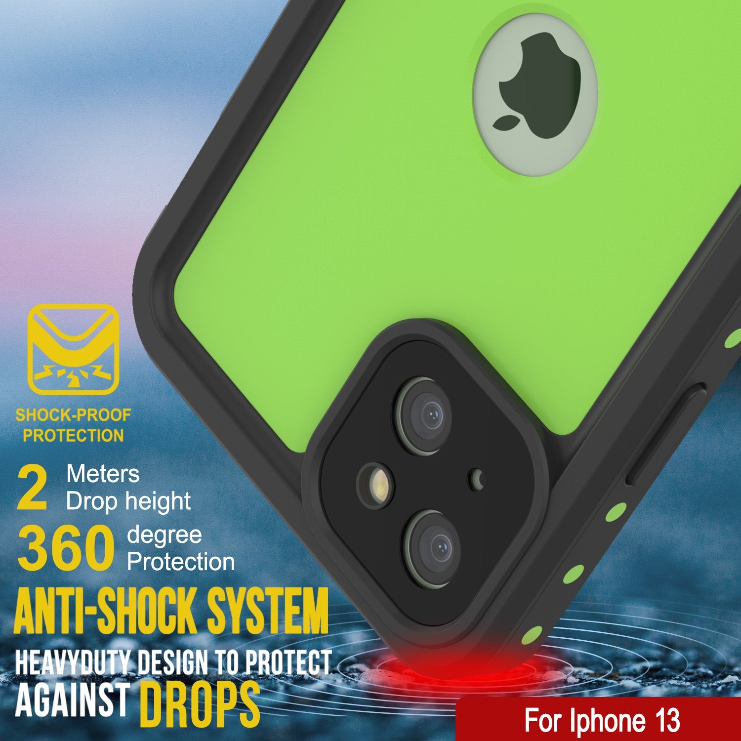 iPhone 13 Waterproof IP68 Case, Punkcase [Light green] [StudStar Series] [Slim Fit] [Dirtproof]