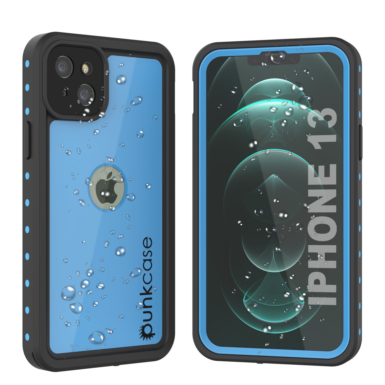 iPhone 13 Waterproof IP68 Case, Punkcase [Light blue] [StudStar Series] [Slim Fit] [Dirtproof]