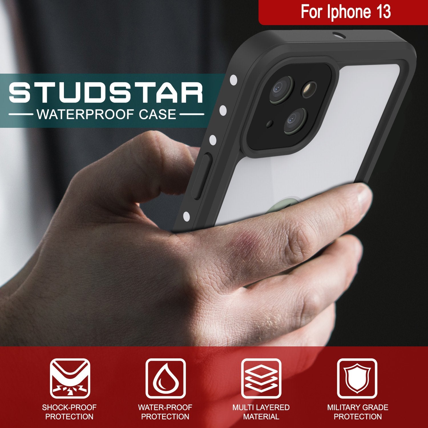 iPhone 13 Waterproof IP68 Case, Punkcase [White] [StudStar Series] [Slim Fit] [Dirtproof]