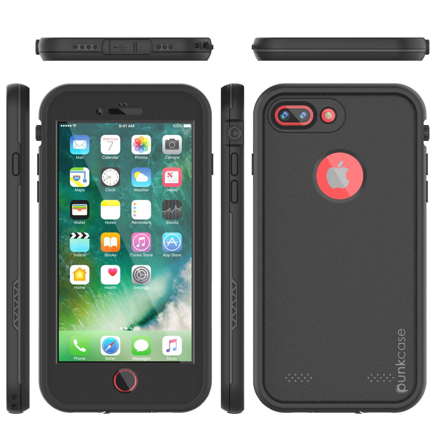iPhone 7+ Plus Waterproof Case, Punkcase SpikeStar Black Series | Thin Fit 6.6ft Underwater IP68
