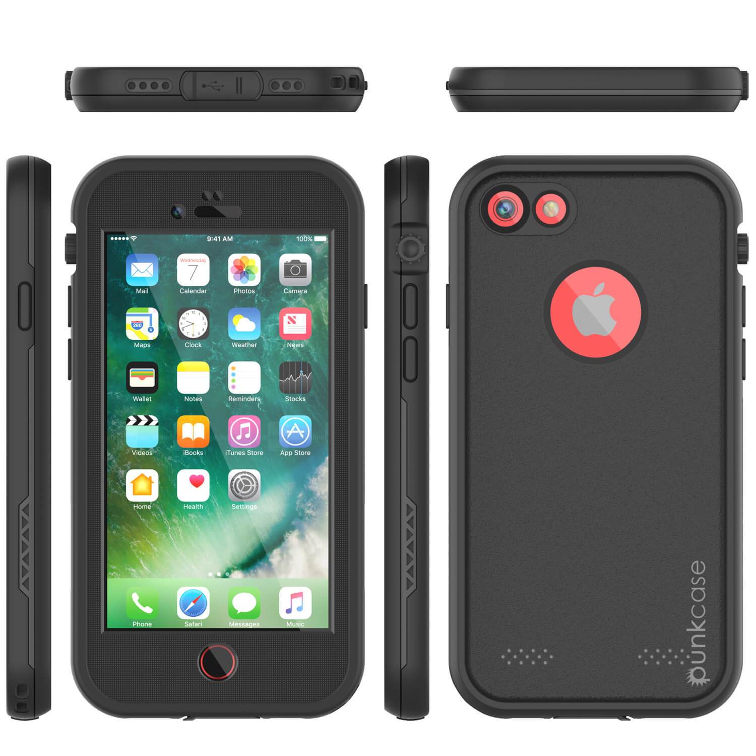 iPhone 7 Waterproof Case, Punkcase SpikeStar Black Series | Thin Fit 6.6ft Underwater IP68