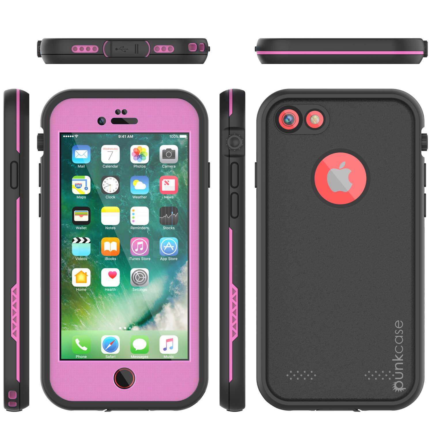 iPhone 7 Waterproof Case, Punkcase SpikeStar Pink Series | Thin Fit 6.6ft Underwater IP68