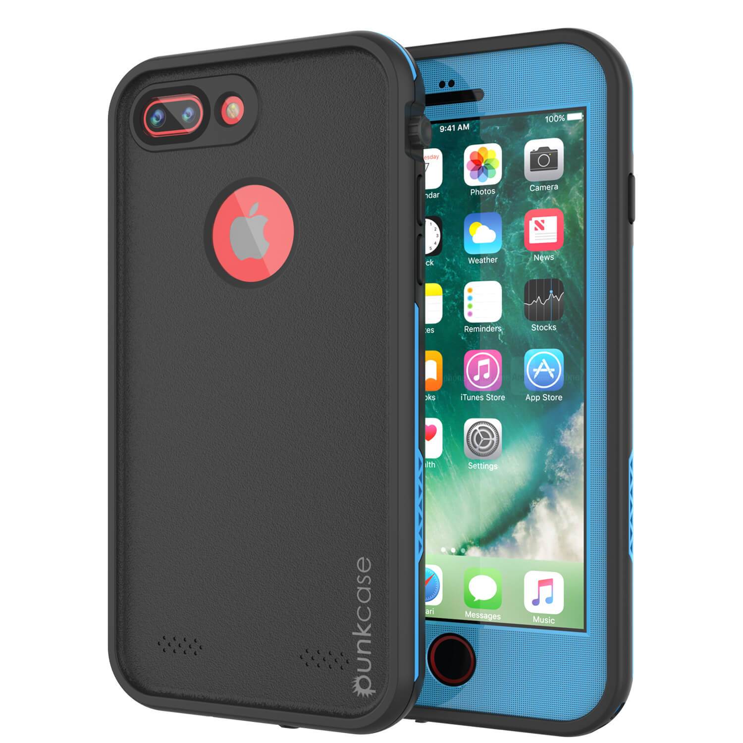 iPhone 8+ Plus Waterproof Case, Punkcase SpikeStar Light-Blue Series | Thin Fit 6.6ft Underwater IP68