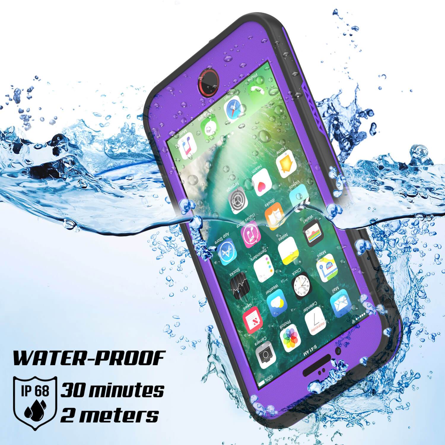 iPhone 8+ Plus Waterproof Case, Punkcase SpikeStar Purple Series | Thin Fit 6.6ft Underwater IP68