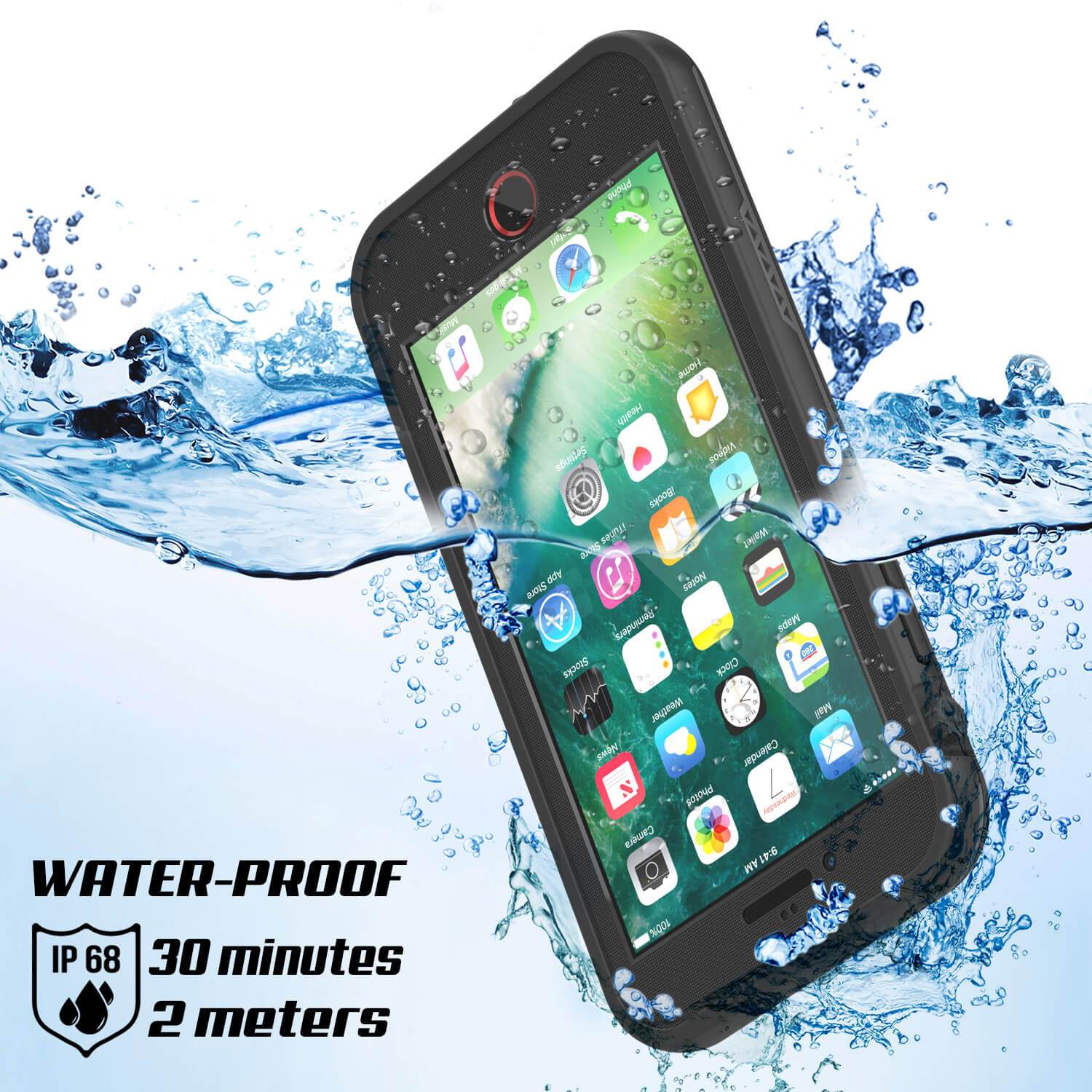 iPhone 8 Waterproof Case, Punkcase SpikeStar Black Series | Thin Fit 6.6ft Underwater IP68